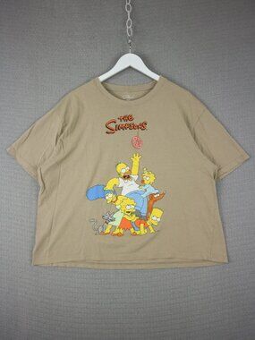 The Simpsons Matt Groening Family Tee Khaki Tan Mens XL